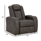Ashley Fynne LED Power Recliner Chair Cupholder USB Port Gray Faux Leather BM331816
