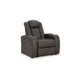 Ashley Fynne LED Power Recliner Chair, Cupholder, USB Port, Gray Faux Leather