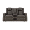 Ashley Fynne LED Power Reclining Loveseat USB Gray Faux Leather 74 Inch BM331818