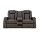 Ashley Fynne LED Power Reclining Loveseat USB Gray Faux Leather 74 Inch BM331818