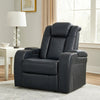 Ashley Fynne LED Power Recliner Chair, USB Port, Sapphire Blue Faux Leather
