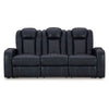 Ashley Fynne Power Reclining Sofa LEDs Sapphire Blue Faux Leather 85 Inch BM331820