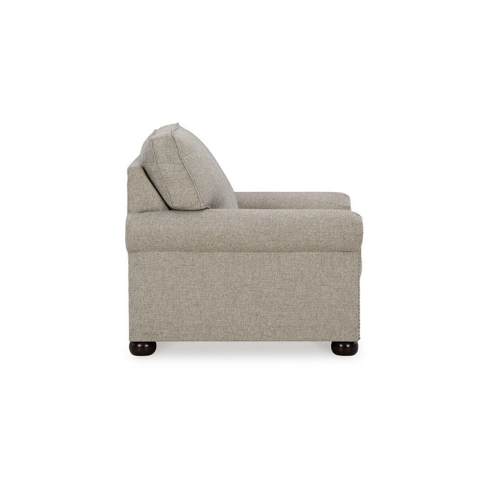 Ashley Gael Accent Armchair Gray Beige Polyester Dark Brown Nailhead Trim BM331824