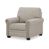 Ashley Gael Accent Armchair Gray Beige Polyester Dark Brown Nailhead Trim BM331824