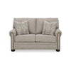 Ashley Gael Loveseat, Gray Beige Polyester, Dark Brown Nailhead Trim 64 Inch