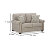 Ashley Gael Loveseat, Gray Beige Polyester, Dark Brown Nailhead Trim 64 Inch