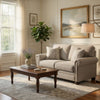 Ashley Gael Loveseat, Gray Beige Polyester, Dark Brown Nailhead Trim 64 Inch