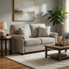 Ashley Gael Loveseat, Gray Beige Polyester, Dark Brown Nailhead Trim 64 Inch