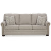 Ashley Gael Sofa Gray Beige Polyester Dark Brown Nailhead Trim 87 Inch BM331826