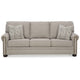 Ashley Gael Sofa Gray Beige Polyester Dark Brown Nailhead Trim 87 Inch BM331826