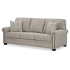 Ashley Gael Sofa Gray Beige Polyester Dark Brown Nailhead Trim 87 Inch BM331826