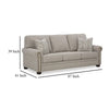 Ashley Gael Sofa Gray Beige Polyester Dark Brown Nailhead Trim 87 Inch BM331826
