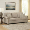 Ashley Gael Sofa, Gray Beige Polyester, Dark Brown Nailhead Trim 87 Inch