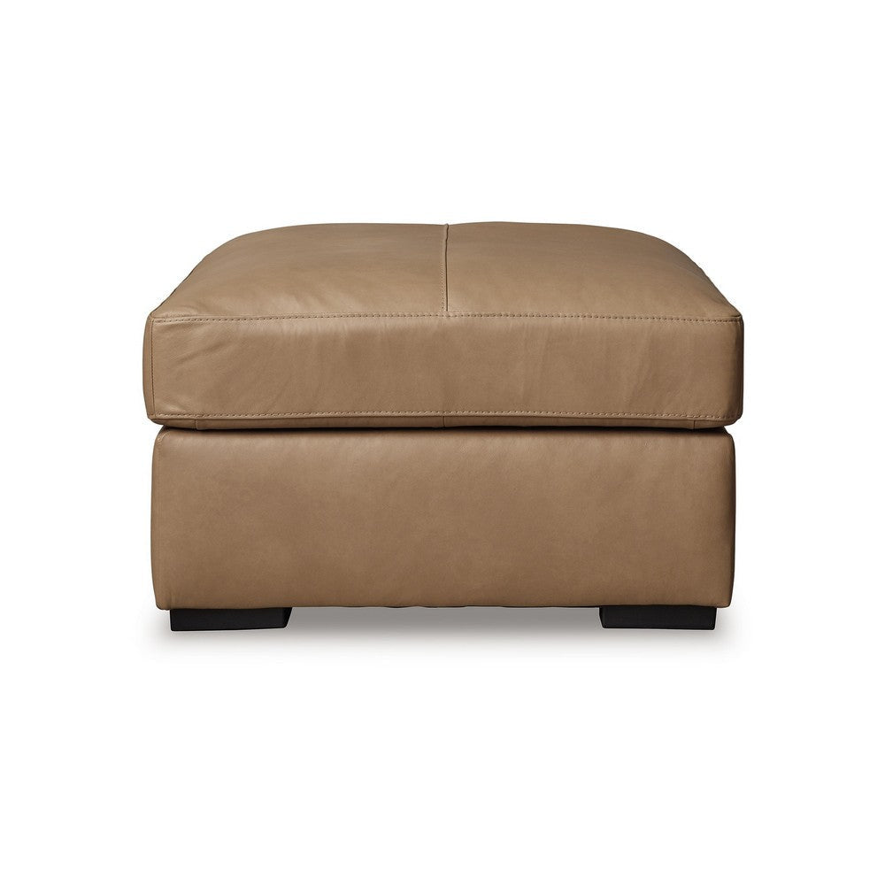Ashley Bandy Oversized Ottoman Toffee Brown Genuine Leather 37 Inch Square BM331829