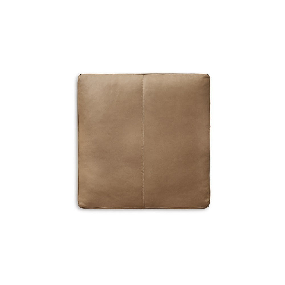 Ashley Bandy Oversized Ottoman Toffee Brown Genuine Leather 37 Inch Square BM331829
