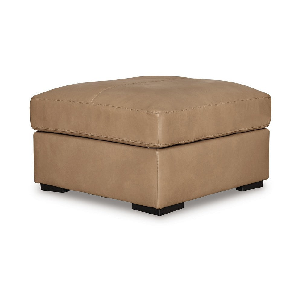 Ashley Bandy Oversized Ottoman Toffee Brown Genuine Leather 37 Inch Square BM331829