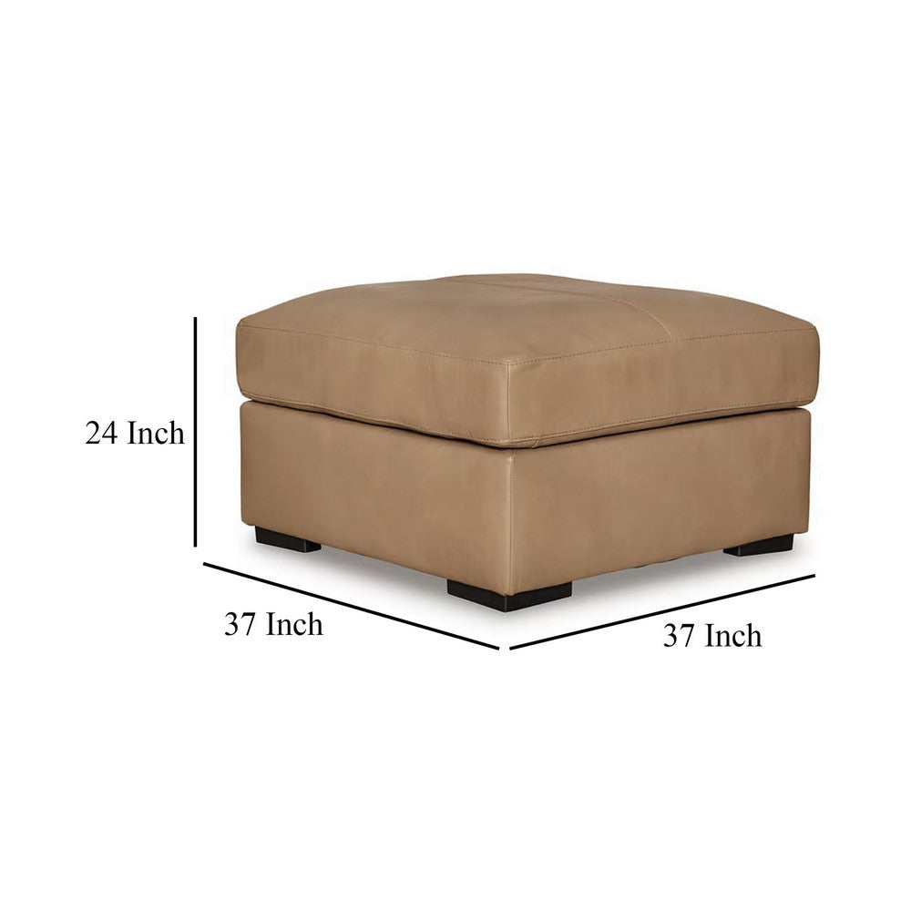 Ashley Bandy Oversized Ottoman Toffee Brown Genuine Leather 37 Inch Square BM331829