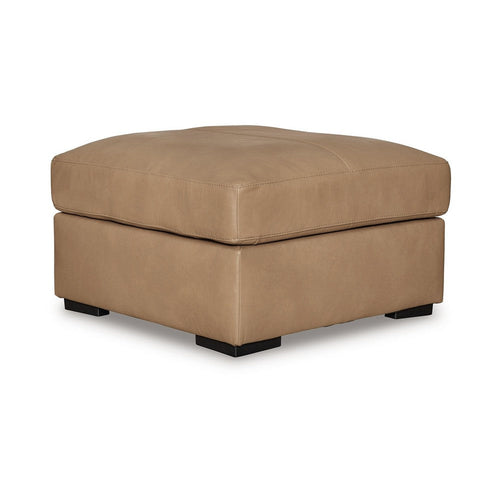 Ashley Bandy Oversized Ottoman, Toffee Brown Genuine Leather, 37 Inch Square