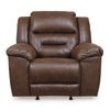 Ashley Aky Manual Rocker Recliner Chair Smooth Chocolate Brown Faux Leather BM331832