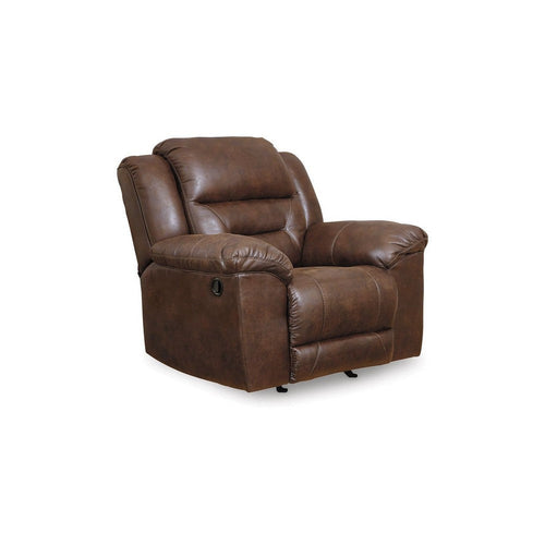 Ashley Aky Manual Rocker Recliner Chair, Smooth Chocolate Brown Faux Leather