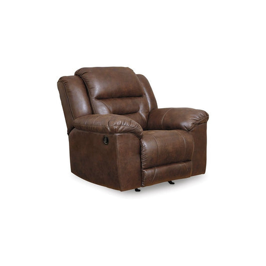 Ashley Aky Manual Rocker Recliner Chair, Smooth Chocolate Brown Faux Leather