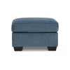 Ashley Caten Ottoman, Azure Blue Polyester, Black Low Profile Legs, 30 Inch