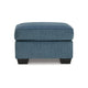Ashley Caten Ottoman, Azure Blue Polyester, Black Low Profile Legs, 30 Inch
