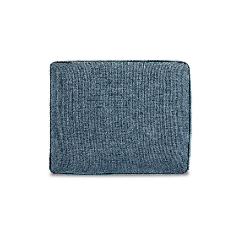 Ashley Caten Ottoman, Azure Blue Polyester, Black Low Profile Legs, 30 Inch