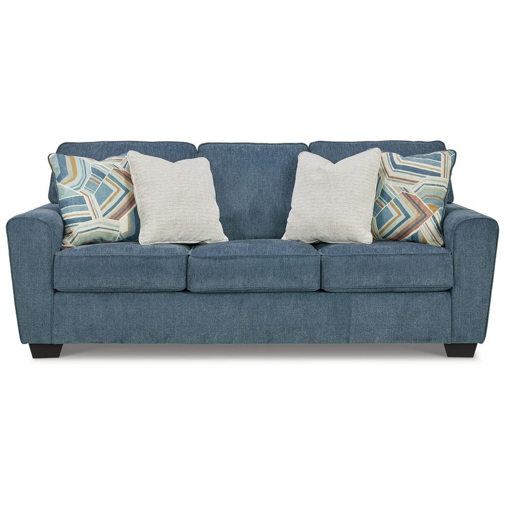 Ashley Caten Sleeper Sofa Queen Size Bed Blue Polyester Upholstery 87 Inch BM331835
