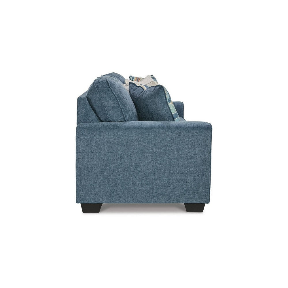 Ashley Caten Sleeper Sofa Queen Size Bed Blue Polyester Upholstery 87 Inch BM331835