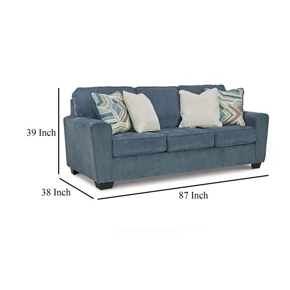 Ashley Caten Sleeper Sofa Queen Size Bed Blue Polyester Upholstery 87 Inch BM331835