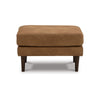 Ashley Tely Ottoman, Caramel Brown Faux Leather, Tapered Black Legs, 30 Inch