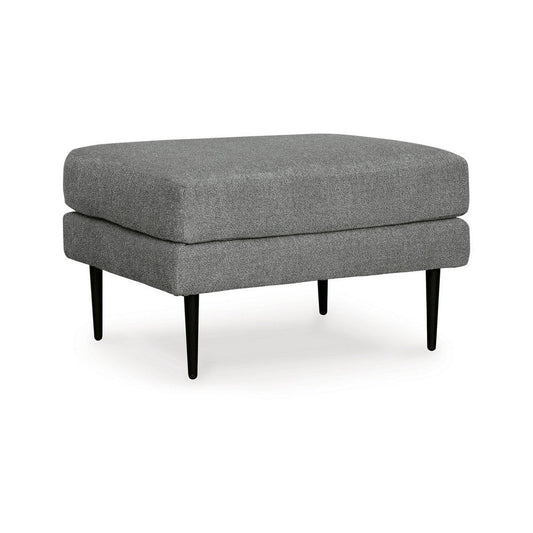 Ashley Haez Ottoman, Charcoal Gray Polyester, Tapered Black Legs, 30 Inch