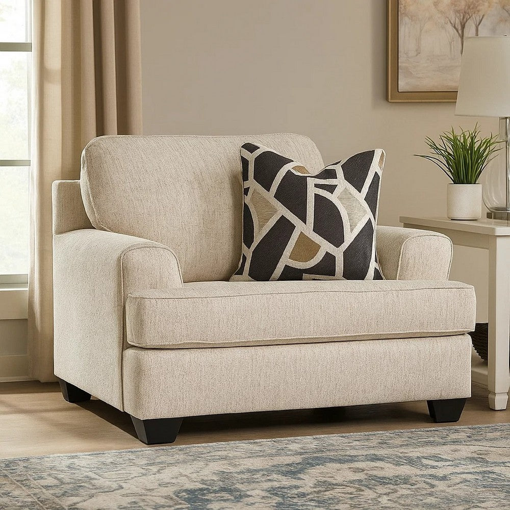 Ashley Burgess Accent Chair, Quartz Beige Polyester, 1 Throw Pillow, Black