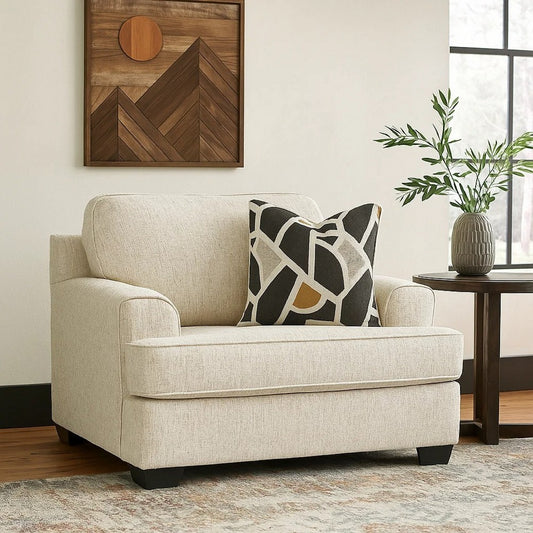 Ashley Burgess Accent Chair, Quartz Beige Polyester, 1 Throw Pillow, Black