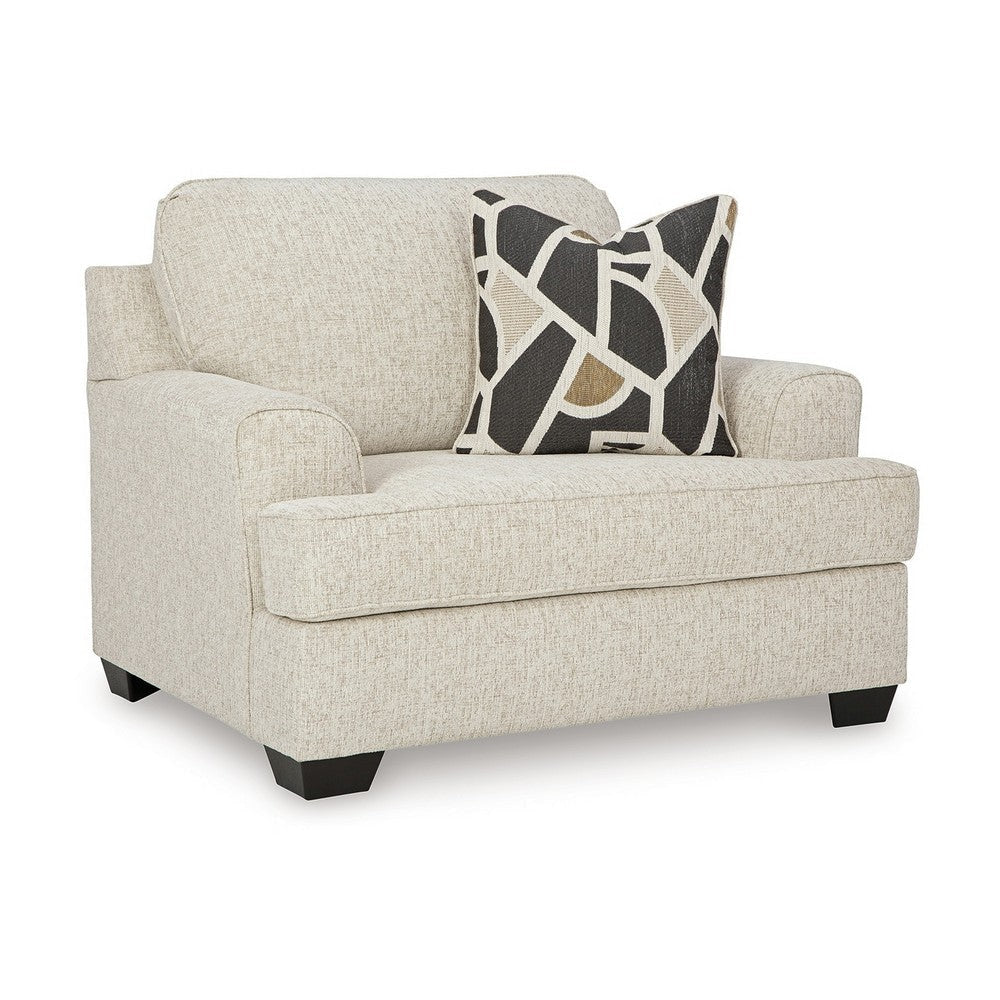 Ashley Burgess Accent Chair, Quartz Beige Polyester, 1 Throw Pillow, Black