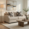 Ashley Burgess Loveseat, Quartz Beige Polyester, 2 Throw Pillows, 70 Inch