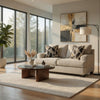 Ashley Burgess Loveseat, Quartz Beige Polyester, 2 Throw Pillows, 70 Inch