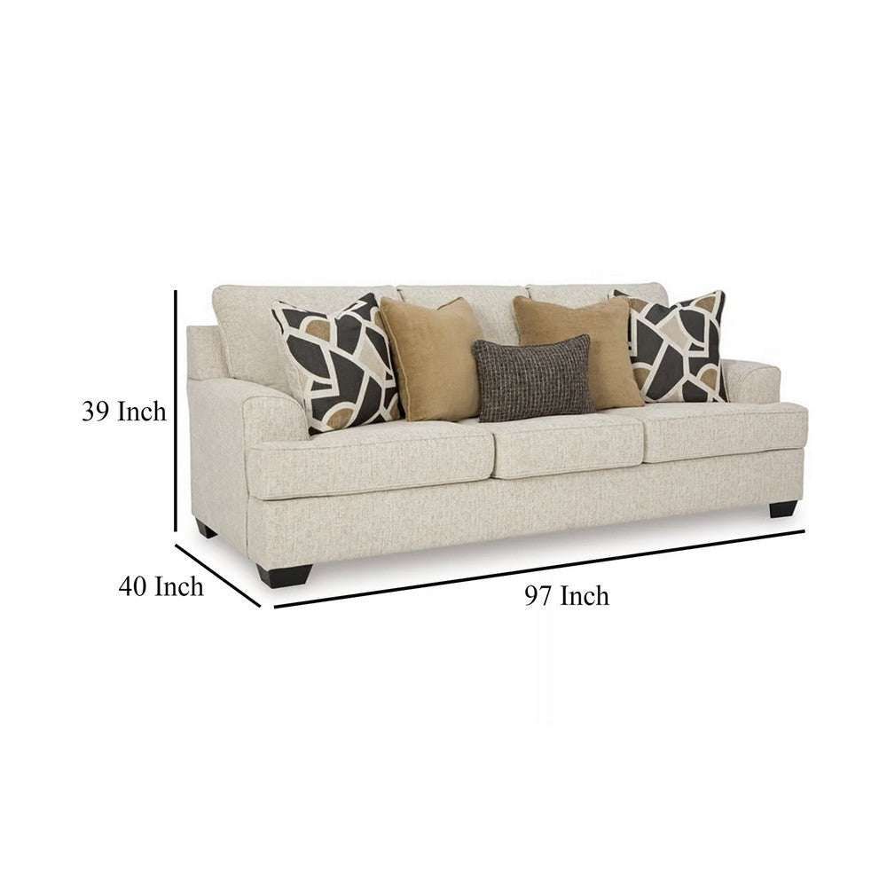 Ashley Burgess Sofa Quartz Beige Polyester 5 Accent Throw Pillows 97 Inch BM331841