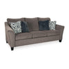 Ashley Nima Sofa, Slate Gray Polyester, Chenille, 4 Throw Pillows, 92 Inch