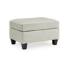 Ashley Geno Ottoman, Modern Coconut Beige Leather and Faux Leather, 33 Inch
