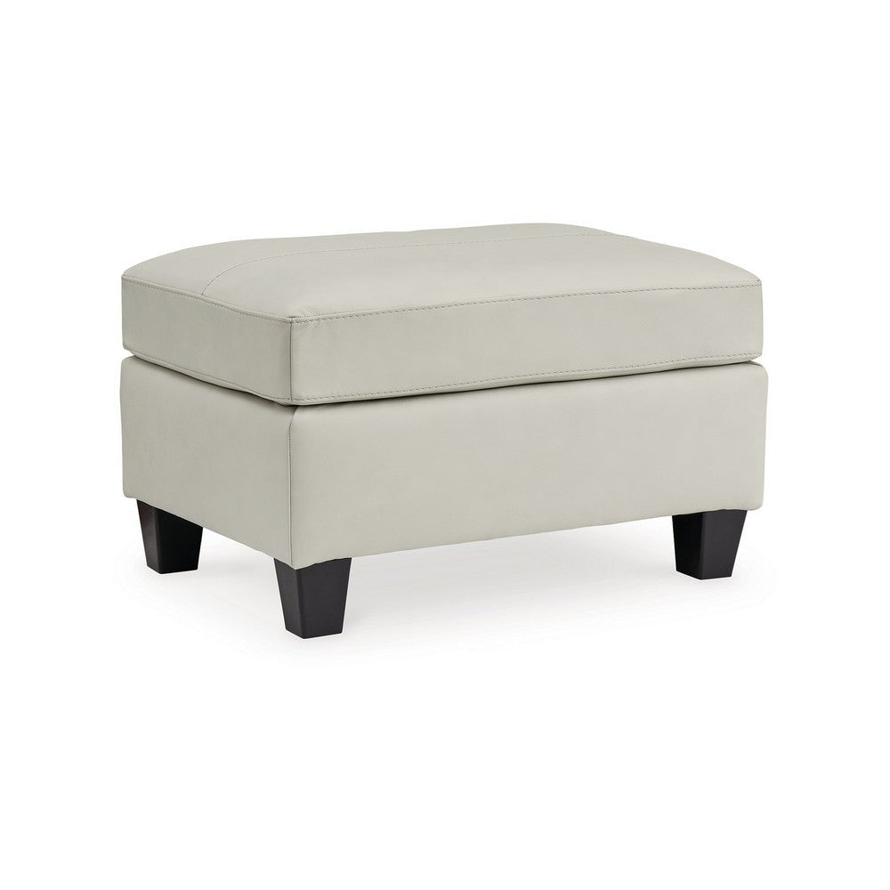 Ashley Geno Ottoman, Modern Coconut Beige Leather and Faux Leather, 33 Inch
