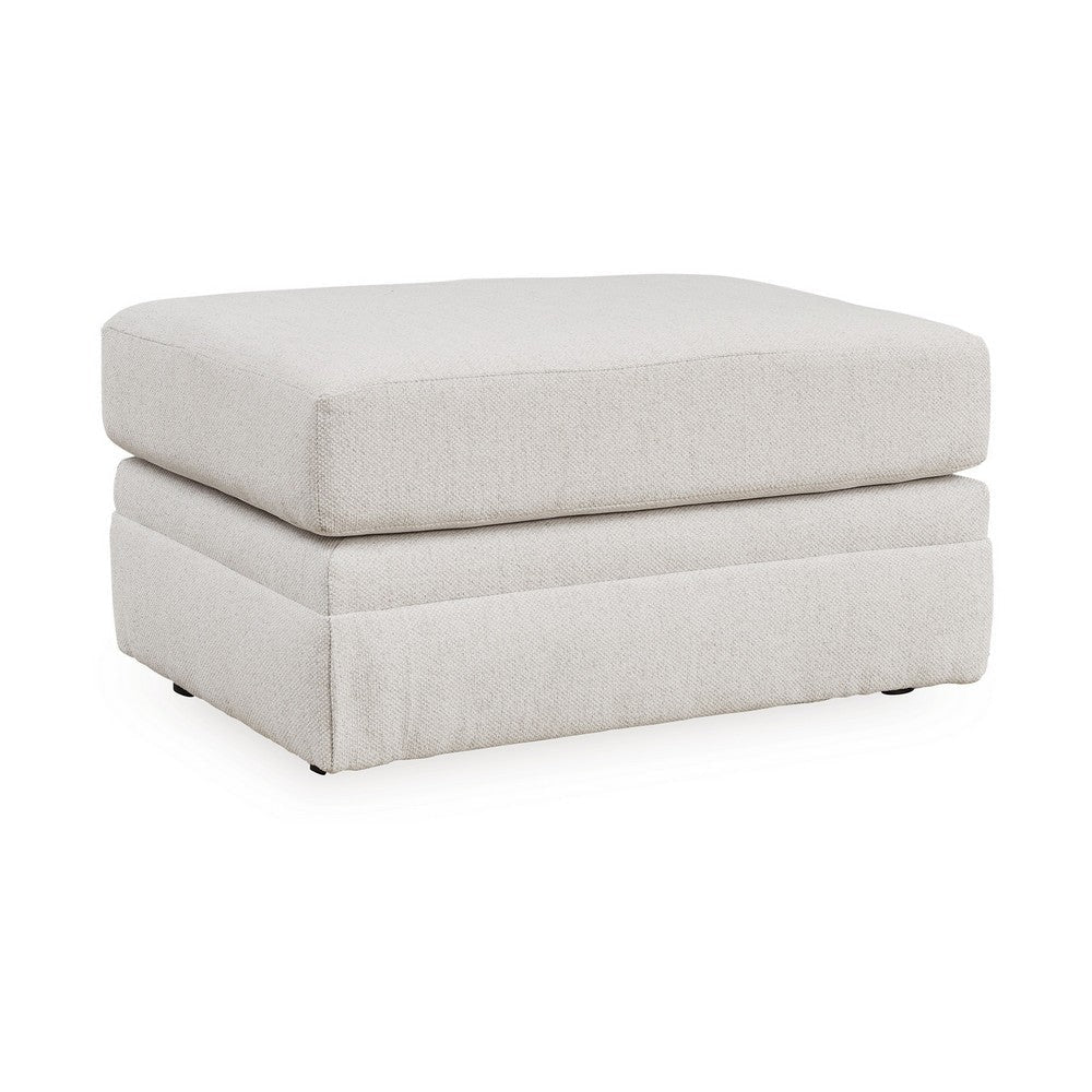 Ashley Maite Ottoman, Modern Chalk Gray Polyester, Soft Cushions, 34 Inch