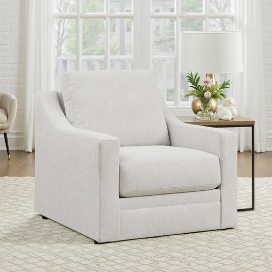 Ashley Maite Accent Armchair, Modern Sloped Arms, Soft Chalk Gray Polyester