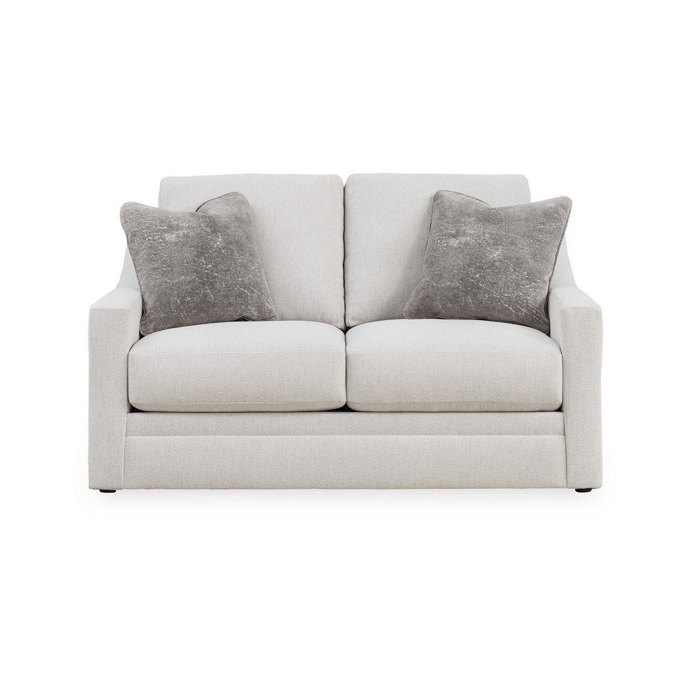 Ashley Maite Loveseat Modern Chalk Gray Polyester 2 Throw Pillows 62 Inch BM331863