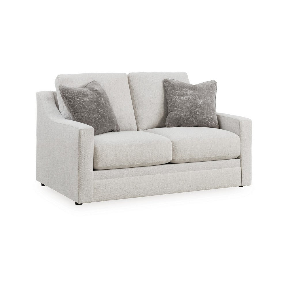 Ashley Maite Loveseat, Modern Chalk Gray Polyester, 2 Throw Pillows, 62 Inch