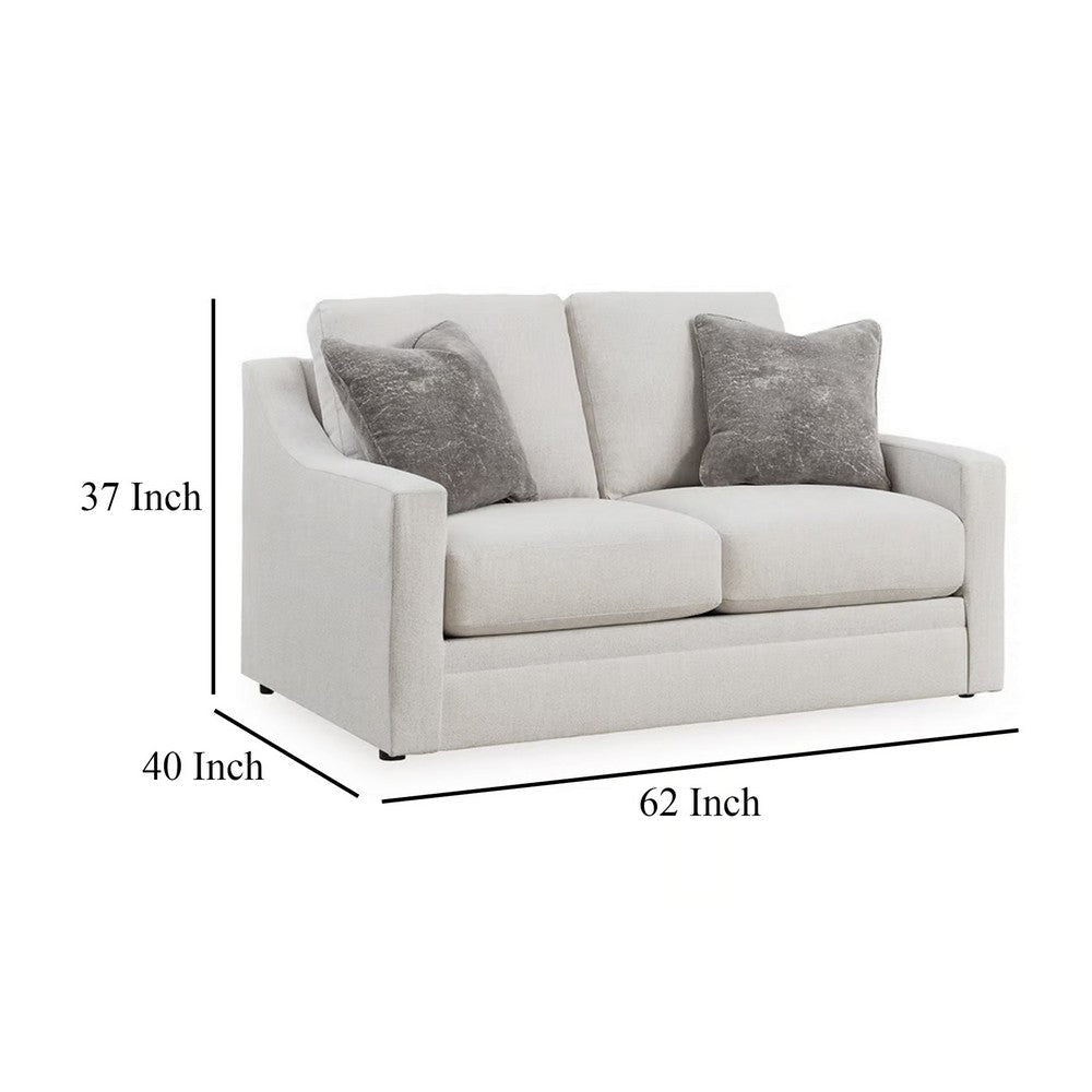 Ashley Maite Loveseat Modern Chalk Gray Polyester 2 Throw Pillows 62 Inch BM331863