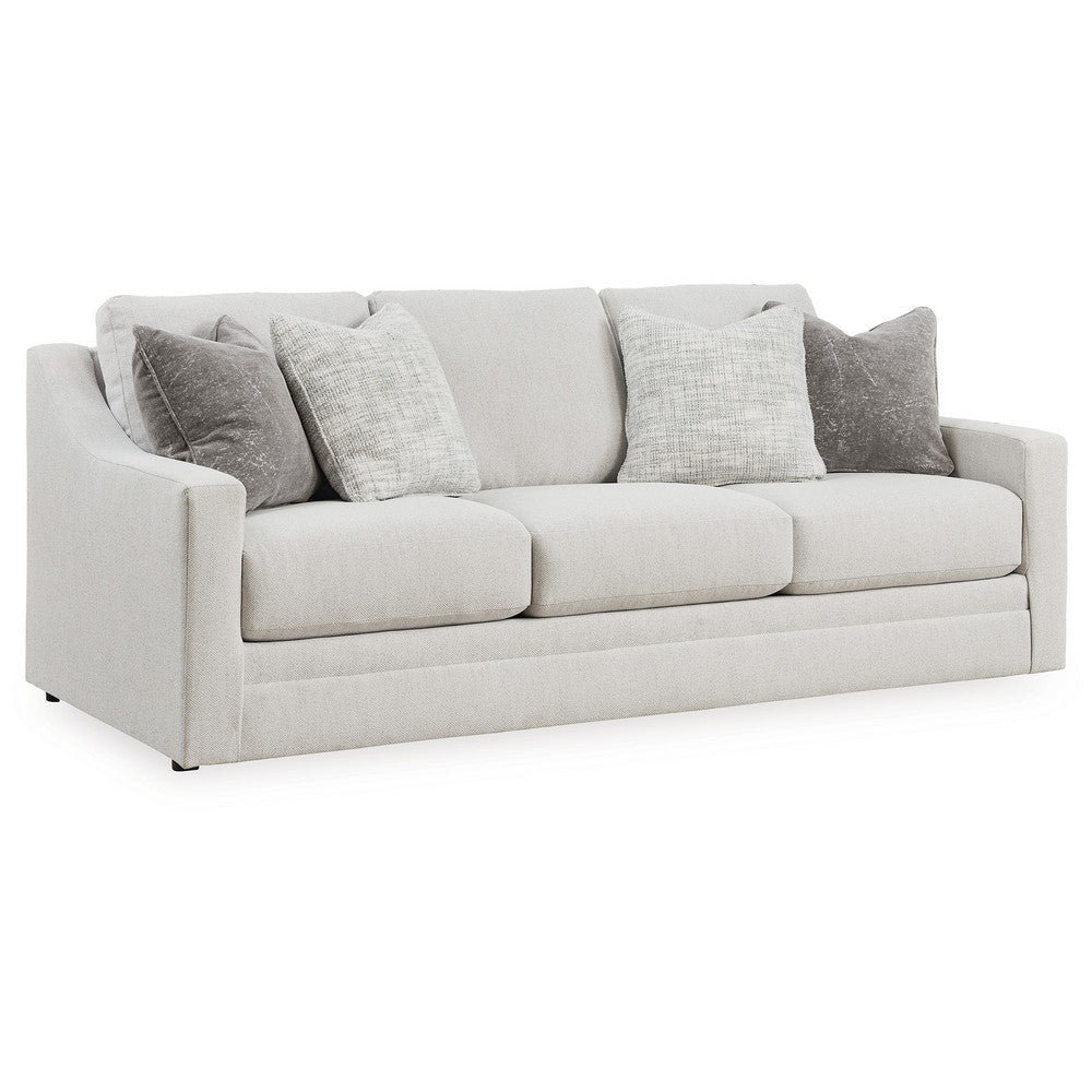 Ashley Maite Sofa, Modern Chalk Gray Polyester, 4 Throw Pillows, 88 Inch