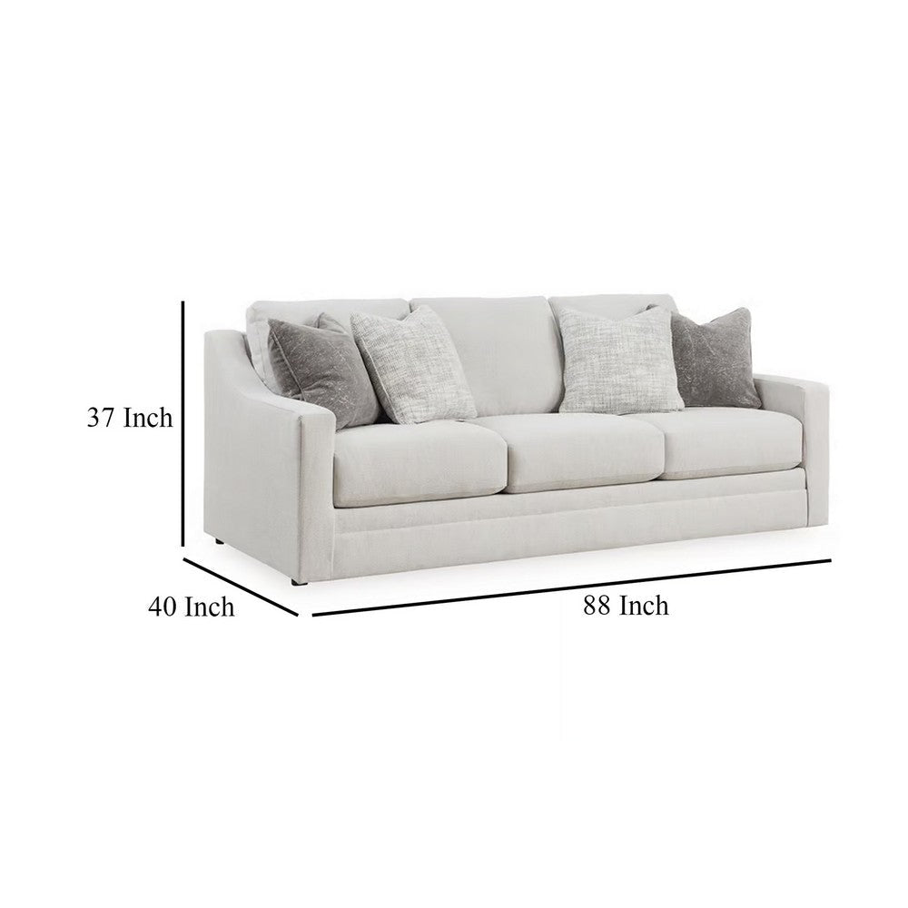 Ashley Maite Sofa Modern Chalk Gray Polyester 4 Throw Pillows 88 Inch BM331864