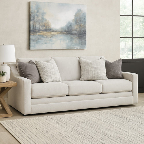 Ashley Maite Sofa, Modern Chalk Gray Polyester, 4 Throw Pillows, 88 Inch